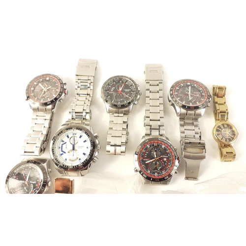 416 - A box of gent's fashion watches to include by CURREN (6), ZHONG YI (1), RQMAND (2), LONGBO (2), and ... 