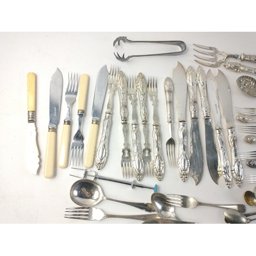 499 - A quality collection of EPNS cutlery to include berry spoons, pickle pickers, sugar tongs, fish kniv... 