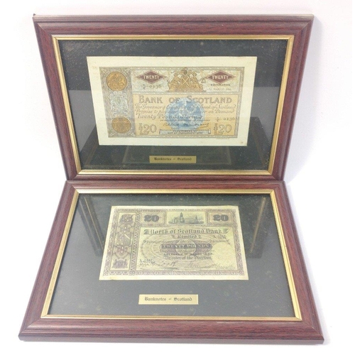 51 - A great collection of framed reproduction Scottish banknotes.  Seven in total including the larger E... 