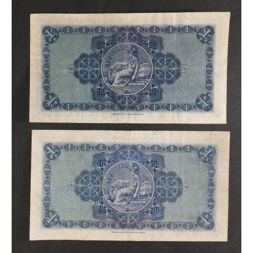 53 - Scottish Banknotes.  The British Linen Bank One Pound notes x 2.  1938 X note and 1939 A note. Both ... 