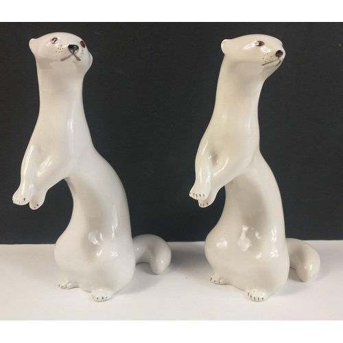 662 - Two USSR LOMONOSOV stoats each approx 19cm tall and one further 19cm tall x 20cm long#303