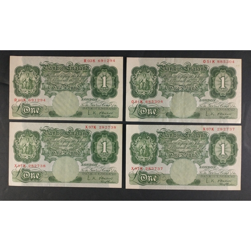 7 - A nice collection of four crisp Bank of England £1 green banknotes. Lovely condition notes free from... 