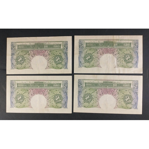 7 - A nice collection of four crisp Bank of England £1 green banknotes. Lovely condition notes free from... 