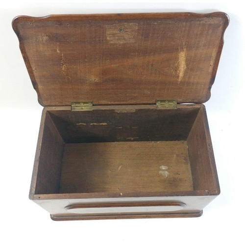 729 - A wooden treasure chest measuring 42x25x24cm with nice dovetail joints.  The lock has been removed a... 