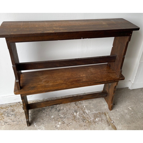 811 - A pair of HANDY oak style 2 seater benches - 3ft wide x 10