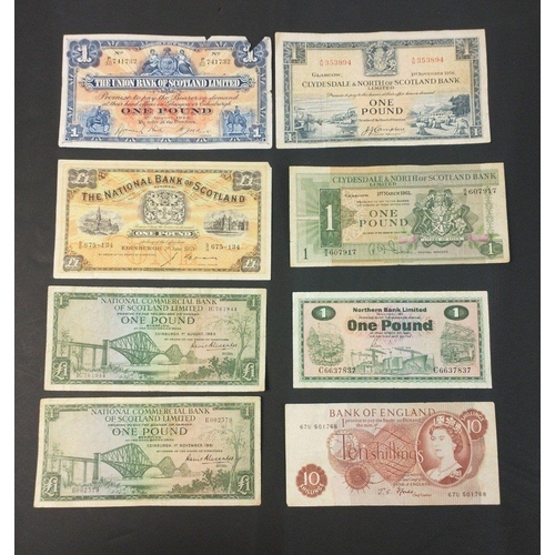 90 - A collection of SCOTTISH BANKNOTES in poorly stored condition.  1986 Royal Bank £10, 1983 Bank of Sc... 