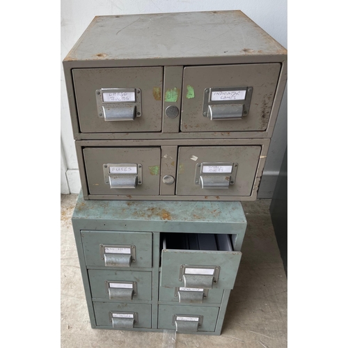 903 - EXTREMELY USEFUL Two sets of metal VINTAGE filing cabinets, a 4 drawer and a smaller 6 drawer#551... 