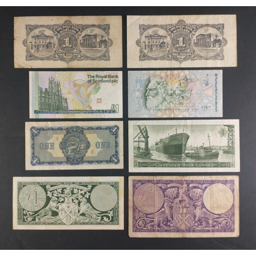 93 - An interesting lot of assorted Scottish £1 banknotes to include a 1967 crisp and clean Clydesdale Ba... 