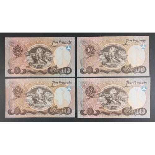 96 - Four ALLIED IRISH BANKS LIMITED ten pound notes, 3 from 1st Dec 1984 and one from 1st April 1987. Un... 