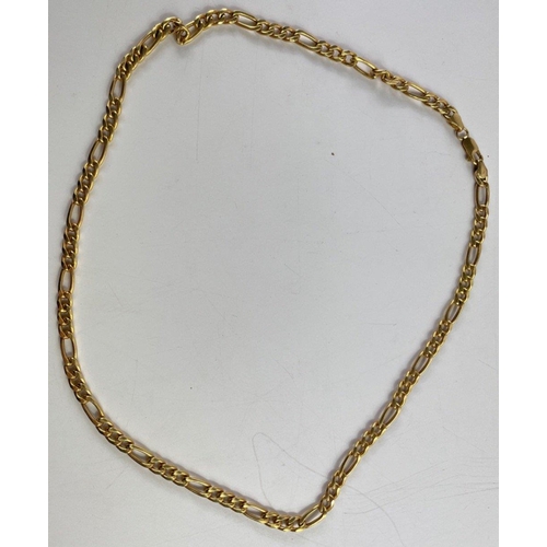 11 - A yellow metal ring, size R/S, and chain 51cm long, both stamped 375, weight 16.83g plus a yellow me... 