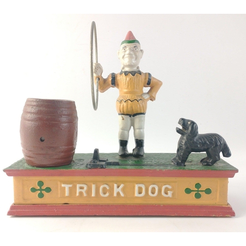 141 - A modern cast iron reproduction 'trick dog' savings box 21x20x7cm#144