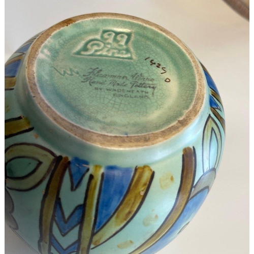 183 - A VINTAGE FLAXMAN WARE hand made and hand painted pottery decorative vase - dimensions 15cm tall x 1... 