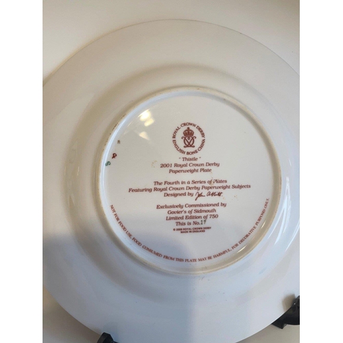 195 - ROYAL CROWN DERBY 2001 Paperweight Donkey Plate with stand - Ltd Edition 17/750!! - plate diameter 2... 