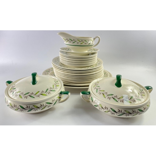 203 - A part ROYAL DOULTON 'Almond Willow' dinner service to include 10 side plates (19.5cm), 12 dinner pl... 