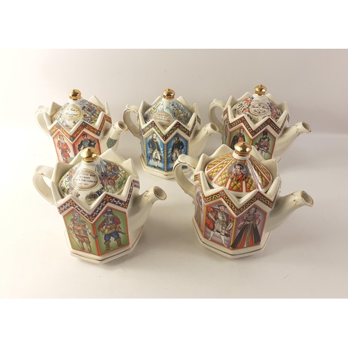 207 - SADLER CLASSIC COLLECTION of five teapots to include The Battle of Waterloo, The Battle of Trafalgar... 