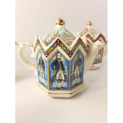 207 - SADLER CLASSIC COLLECTION of five teapots to include The Battle of Waterloo, The Battle of Trafalgar... 