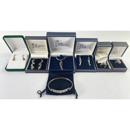 22 - RENNIE MCKINTOSH Collection.  A superb lot of beautiful silver marked (925) jewellery in presentatio... 