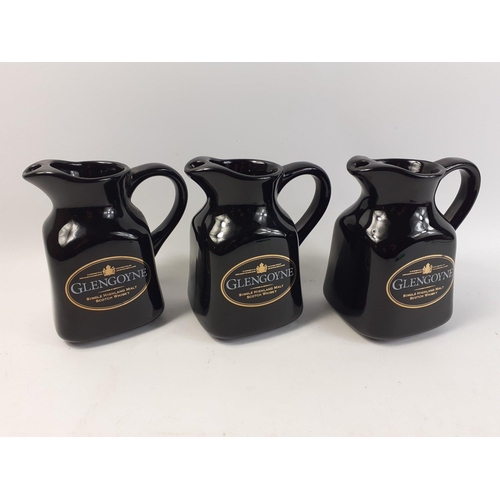 220 - GLENGOYNE single Highland malt whisky medium sized water jugs x 3qty - all with white and gold logo ... 