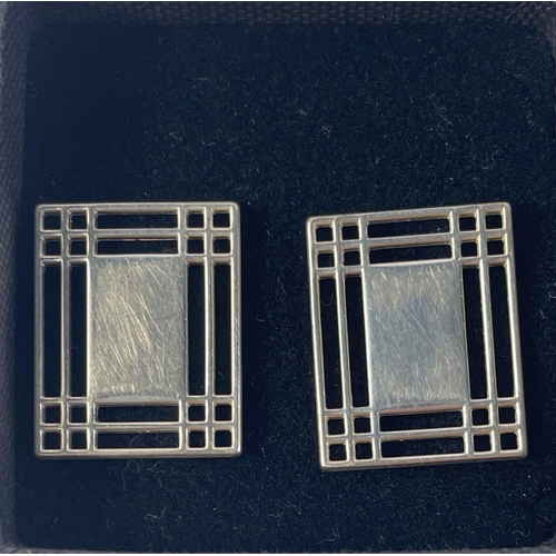 26 - A pair of cufflinks, stamped 925, in a Rennie Mackintosh style, weight 8.6g approx#26