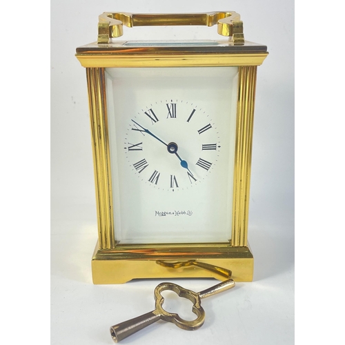 49 - A MAPPIN & WEBB carriage clock with key, stands 11.5cm high#49