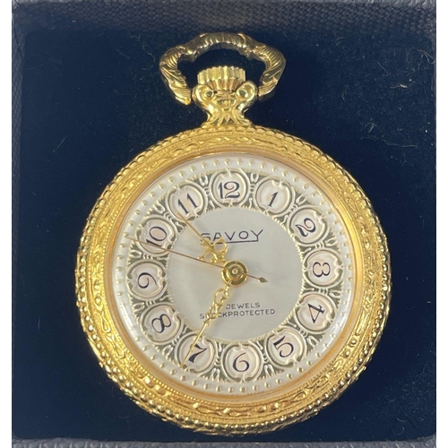 50 - A gold-plated 17 jewel SAVOY pocket watch watch face 3cm diameter in working order#50