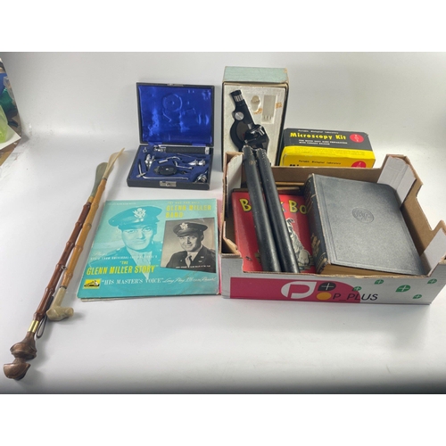 500 - A mixed lot to include a complete GOWLLANDS MAY OPHTHALMOSCOPE No 2 diagnostic boxed set,  a COC mic... 