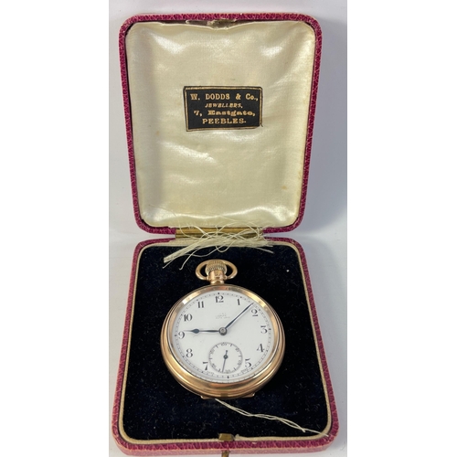 55 - A rare PEEBLES gold plated gentleman's Victorian pocket watch in working order.  A beautiful conditi... 