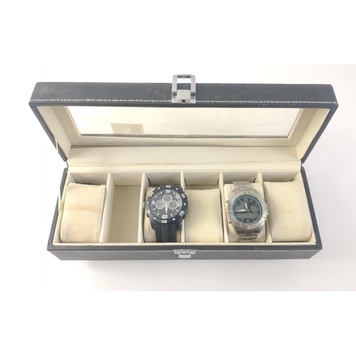 57 - A display box for 6 watches with contents - watch box worth around £35 new#59