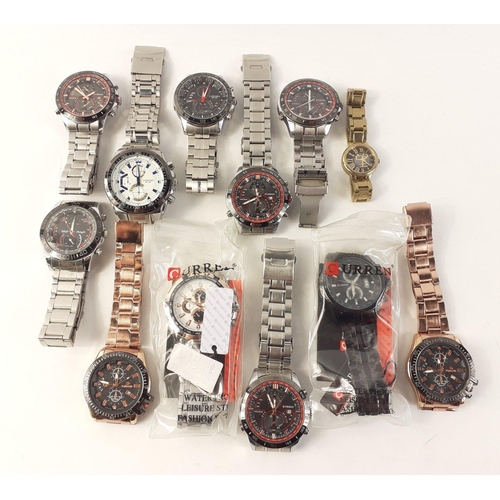 58 - A box of gent's fashion watches to include by CURREN (6), ZHONG YI (1), RQMAND (2), LONGBO (2), and ... 