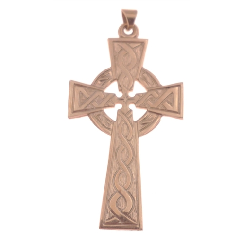 6 - BEAUTIFUL 375 stamped YELLOW GOLD Birmingham hallmarked Celtic cross 5cm length weight 6.69g approx#... 