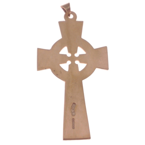 6 - BEAUTIFUL 375 stamped YELLOW GOLD Birmingham hallmarked Celtic cross 5cm length weight 6.69g approx#... 