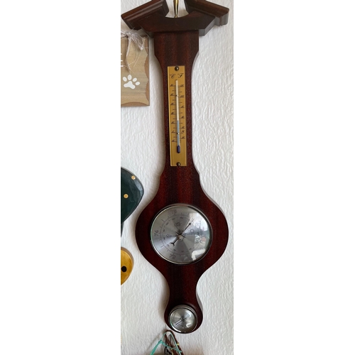 60 - A nice wall barometer with temperature thermometer combined - 2ft height approx#62