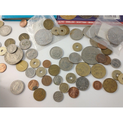 71 - An interesting lot of coins and banknotes including collectible £5 and £2 coins with some American c... 