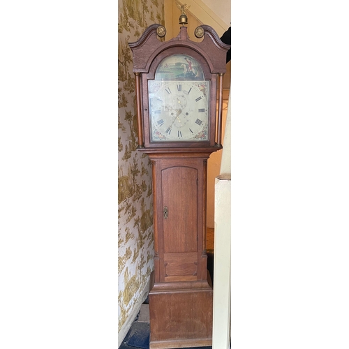 240 - A KELSO made Grandfather clock with handpainted face makers Hume? (handpainting name indistinct)#240... 