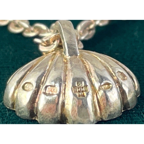 103 - SHE SELLS SEA SHELLS !  A super silver scallop shell pendant carrying full hallmarks for Christopher... 