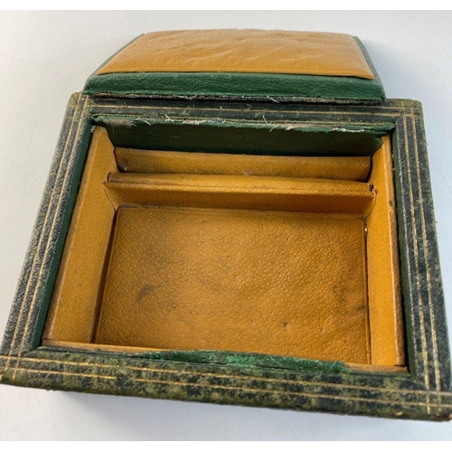 155 - A VINTAGE c1930's GREEN CROCODILE jewellery box - the lid requires repairing and attaching of the sk... 