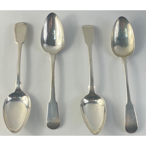 189 - Four large Georgian table spoons hallmarked London mismatched makers and years, three Georgian and o... 