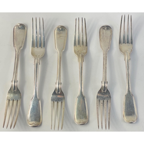 192 - Six sterling silver Georgian large forks hallmarked London maker various dates some hallmarks rubbed... 