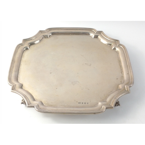 199 - A vintage silver tray supported on bun feet, hallmarked Sheffield 1937, made by silversmiths  VINER'... 