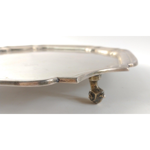 199 - A vintage silver tray supported on bun feet, hallmarked Sheffield 1937, made by silversmiths  VINER'... 