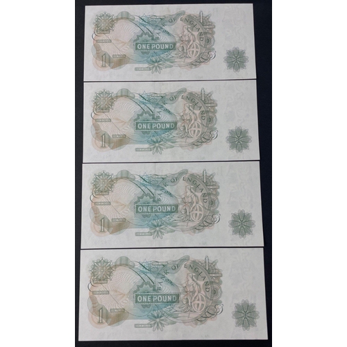 2 - A super run of four sequential FFORDE Bank of England One Pound banknotes. Nice crisp condition.#2... 