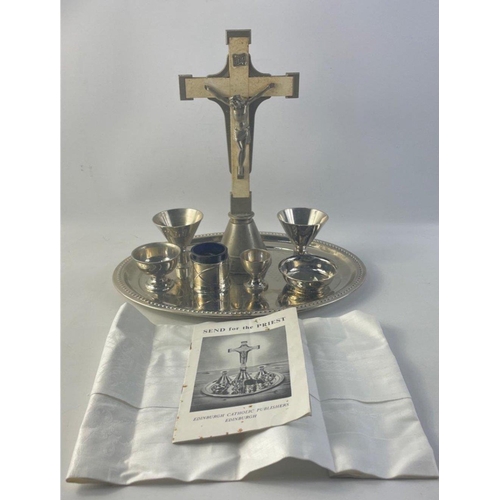 213 - SEND FOR THE PRIEST HOLY prayer white metal set with original booklet - still in original packaging!... 