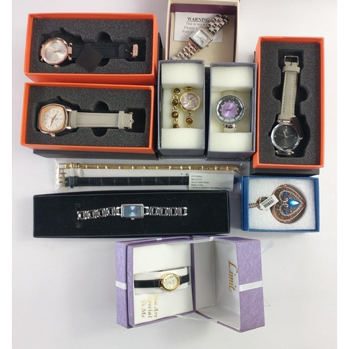 230 - A collection of fashion watches, all boxed plus a pack of 3 replacement watch straps#229