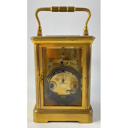 237A - A late 19th/early 20th century French brass carriage clock  by R&Co. Paris standing 13cm high ex... 