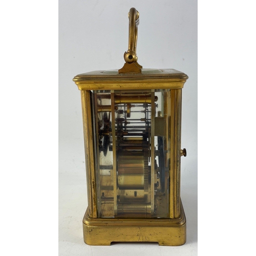 237A - A late 19th/early 20th century French brass carriage clock  by R&Co. Paris standing 13cm high ex... 