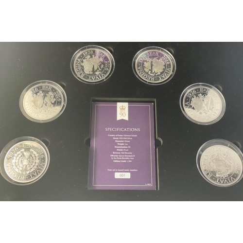 35 - A Queen Elizabeth ninetieth birthday silver proof six coin collection - all within its original larg... 