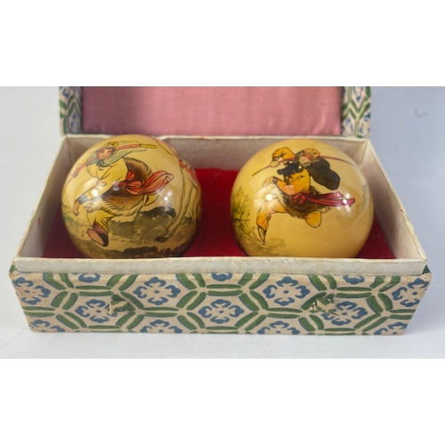 362 - A pair of quality CHINESE HEALTHY ceramic JINGLING balls - sounds great! - all within their small pr... 