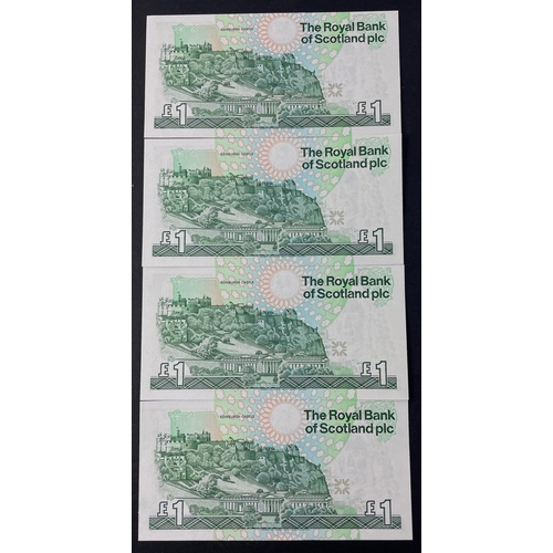 7 - A crisp run of four ROYAL BANK OF SCOTLAND 1992 EUROPEAN SUMMIT One Pound banknotes.#7