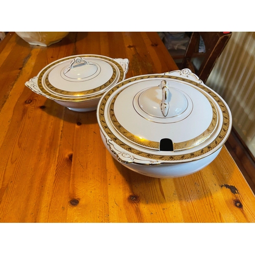 373 - Two VINTAGE BURLEIGHWARE covered dishes, one is a large soup tureen 25cm diameter x 18cm height, the... 