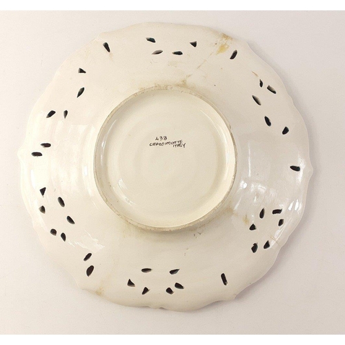 127 - A large CAPODIMONTE cherub merman and mermaid sea scene number 433 gilded charger 36cm diameter (sma... 